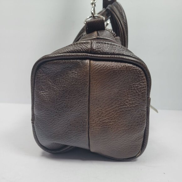 Unbranded Genuine Leather Brown Bag W/ Adjustable Strap Zippered Pockets - Picture 4 of 11